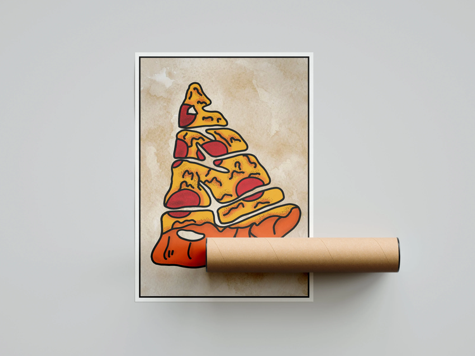 Pizza Typography Art Print | Tattoo Flash Style Word Art Poster | Pizza Lover Gift & Wall Decor